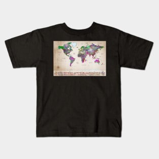 World Map With Countries Flags Kids T-Shirt